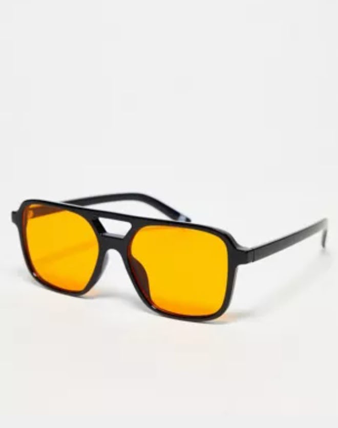 Aviator Fashion Glasses with Orange Lens