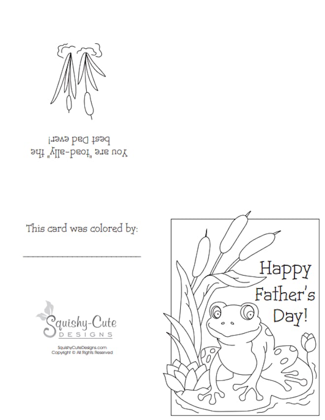 free printable fathers day card Frog Coloring Card / Father's Day