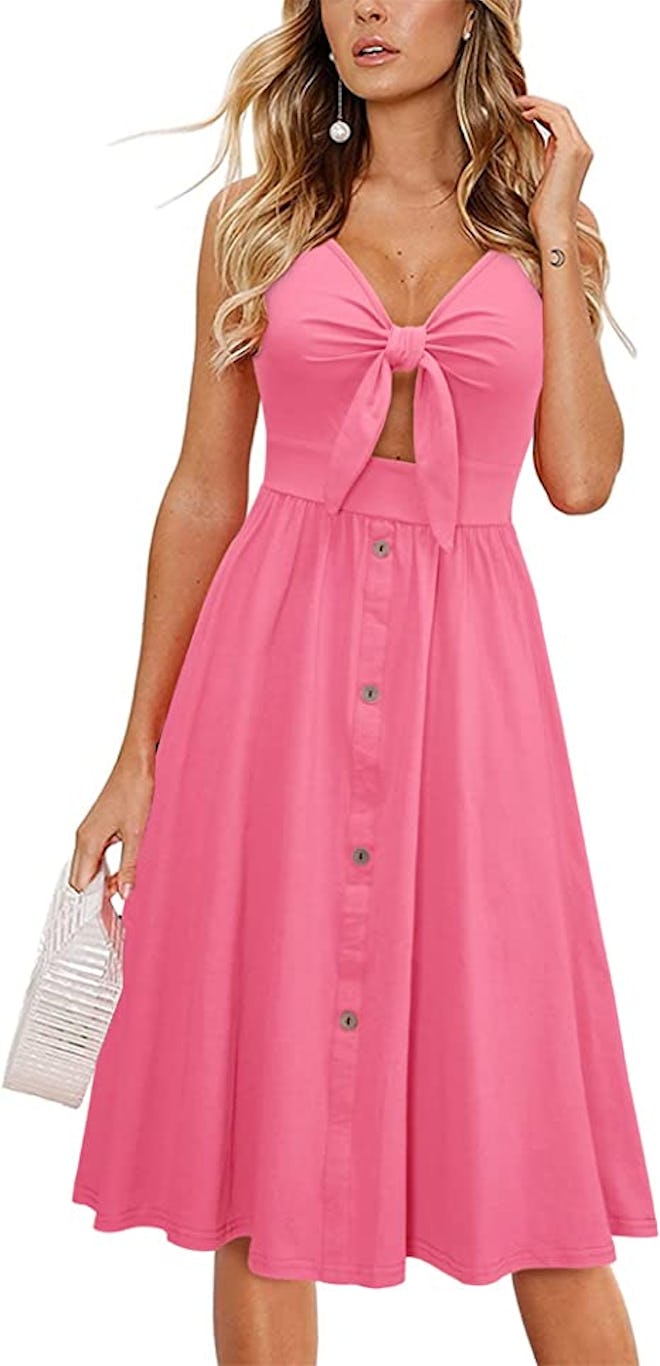 LAISHEN Tie Knot Front Dress with Pockets