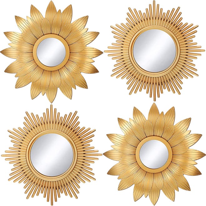 This set of gold sunburst mirrors is great for adding a decorative touch to your entryway, bedroom, ...
