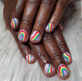 Pride nails with rainbows