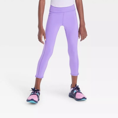All in Motion Girls' Side Pocket Cropped Leggings in purple