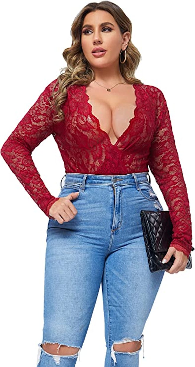 Gladiolus Long Sleeve Lace Bodysuit