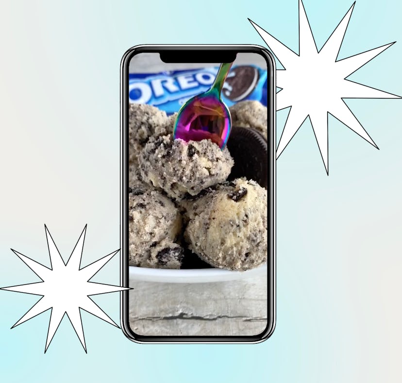 A TikToker shares an edible cookie dough recipe on TikTok that makes Oreo cookie dough.