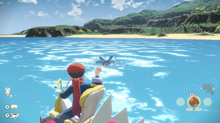 Water battle in Pokémon Legends: Arceus
