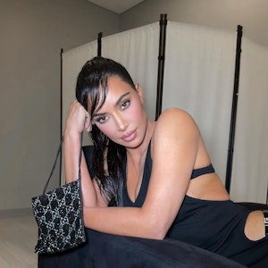 Kim Kardashian wet side bangs