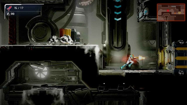 Samus running towards a door in Metroid Dread