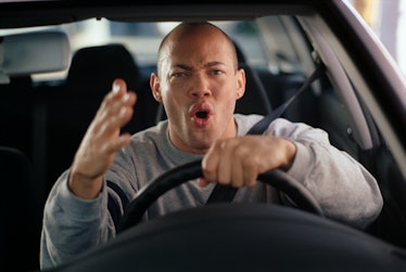 Angry Man Driving With Road Rage