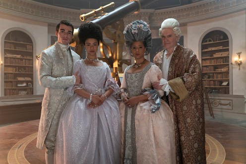 Corey Mylchreest as Young King George, India Amarteifio as Young Queen Charlotte, Golda Rosheuvel a...