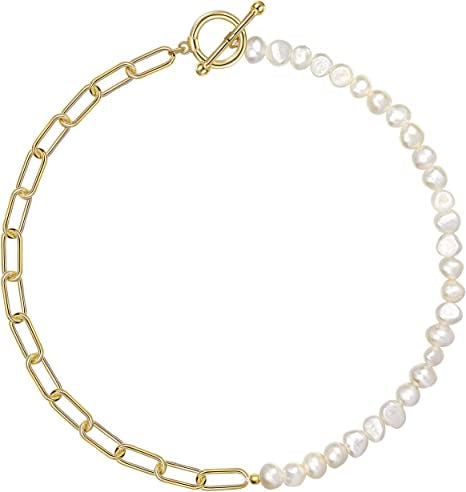 Cowlyn Paper Clip Pearl Necklace