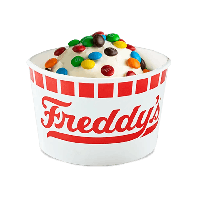 Teacher Appreciation Week freebies, including this vanilla sundae topped with M&Ms from Freddy's