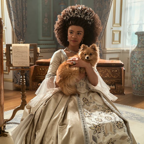 Young Queen Charlotte with dog and tiara