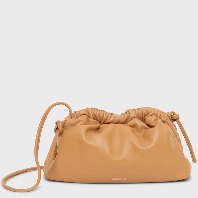 Mansur Gavriel Cloud Mini Gathered Leather Clutch in Tan