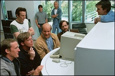 Steve Jobs demonstrating the Macintosh to Bill Gates.