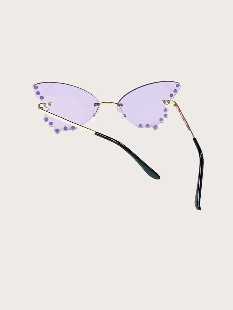 Rhinestone Butterfly Shaped Lens Fashion Glasses