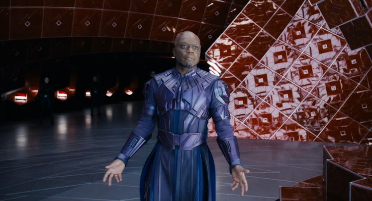 The High Evolutionary (Chukwudi Iwuji) walks around his throne room in 'Guardians of the Galaxy Vol....