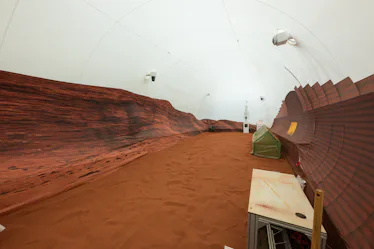The inside of an experimental habitat known as the CHAPEA
