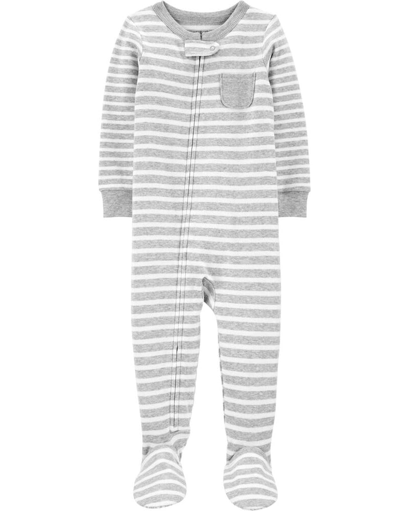 Baby 1-Piece Striped 100% Snug Fit Cotton Footie PJs