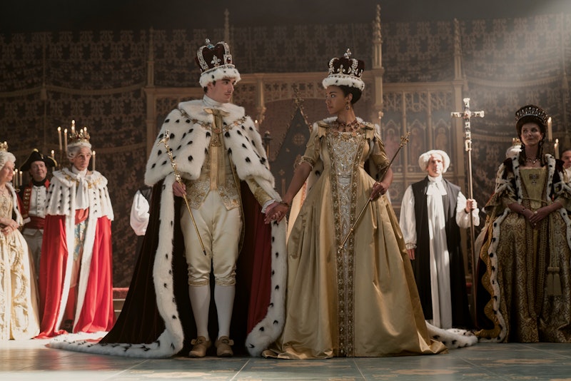  Corey Mylchreest and India Amarteifio in 'Queen Charlotte.' Photo via Netflix