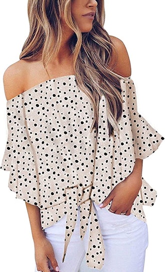 USUASID Tie Knot Off The Shoulder Top