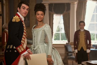 Corey Mylchreest and India Amarteifio in 'Queen Charlotte.' Photo via Netflix