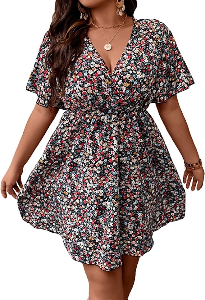 Floerns Print Wrap Dress