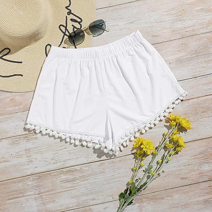 Verdusa Pom Pom Trim Elastic Waist Swimsuit