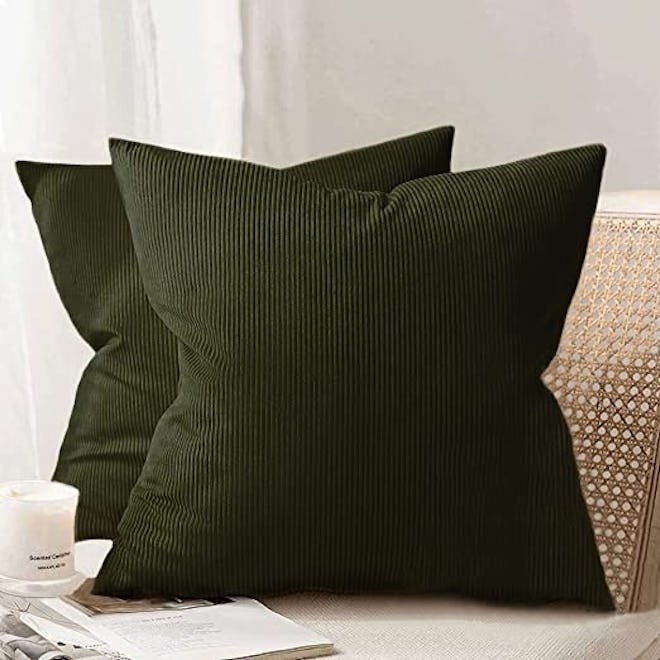 GERUNSI Corduroy Throw Pillow Covers (2-Pack)