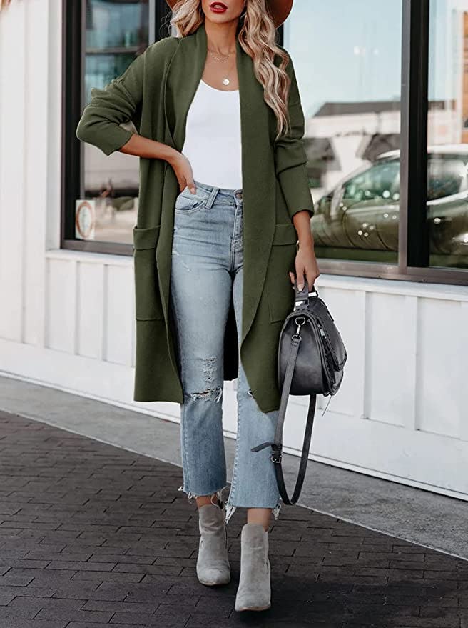 Uusollecy Open Front Knit Cardigan Coat