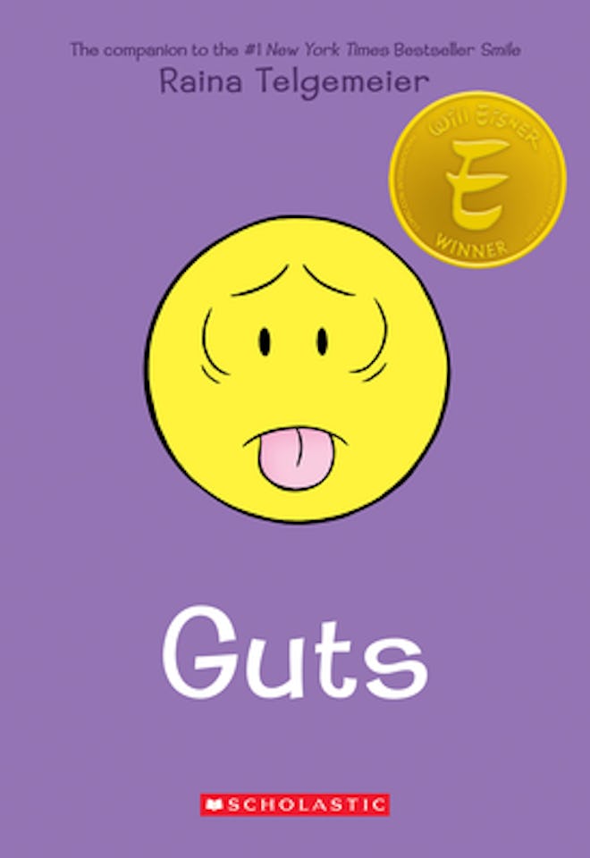 Children's books about anxiety include this graphic novel about anxiety called "guts"