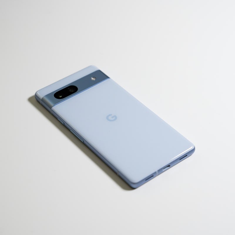 The back of the Pixel 7a in blue.