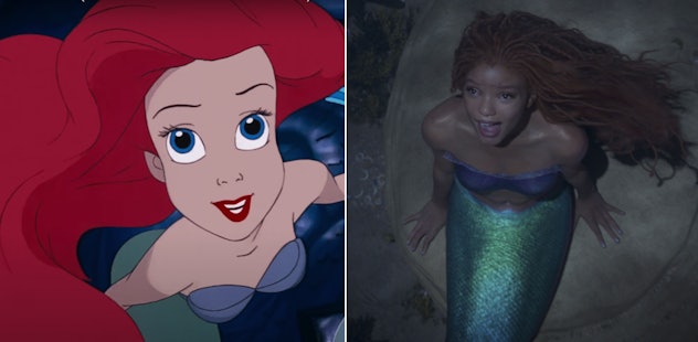 Ariel in the 1989 version of Disney's 'The Little Mermaid' and the 2023 live-action version.