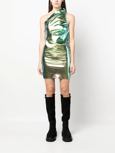 Athena Metallic One-Shoulder Dress