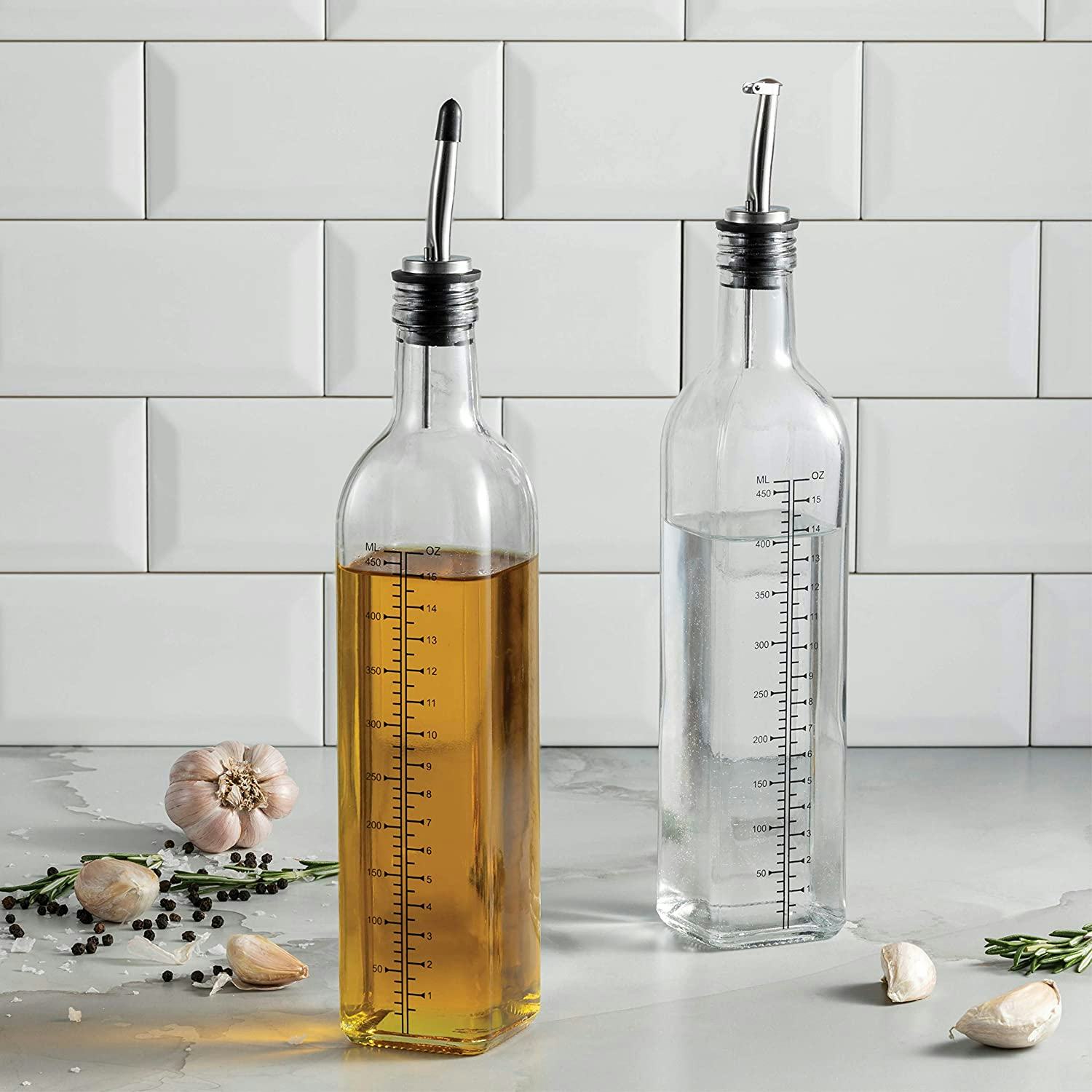 FineDine Superior Glass Oil and Vinegar Dispenser Set