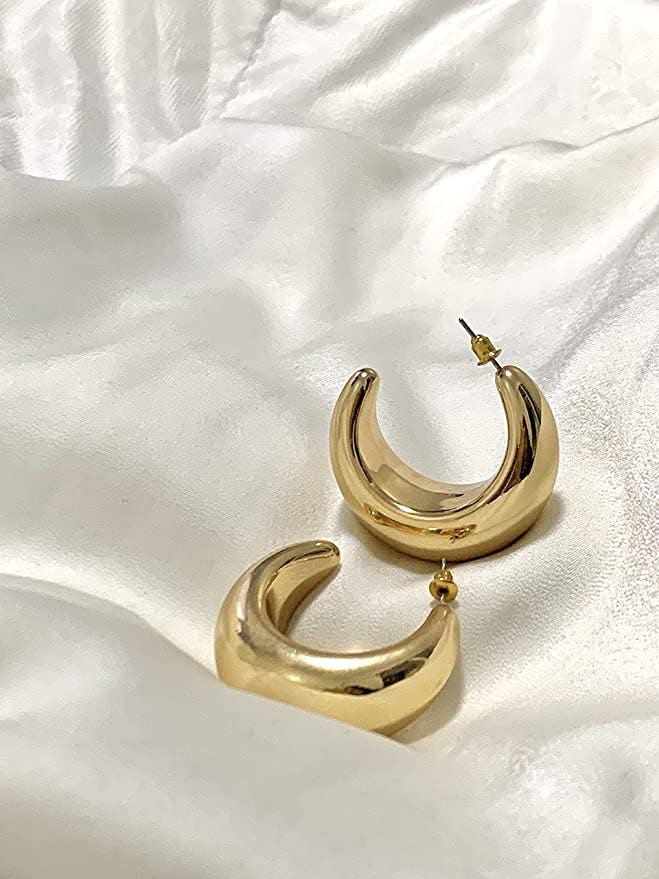 BLESSAIA Chunky Stud Half Hoop Earrings