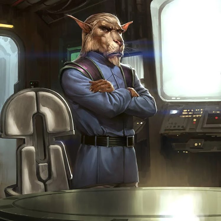 Bothan New Republic Councillor Borysk Fey’lya as depicted in 2009 Star Wars Trading Card Game Agents...