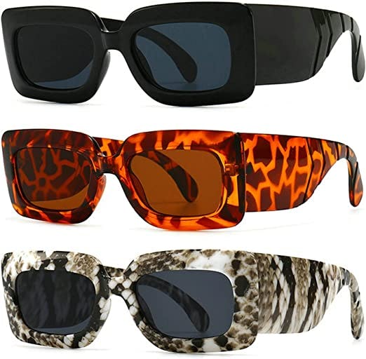 laureles Square Snakeskin Pattern Rectangle Sunglasses