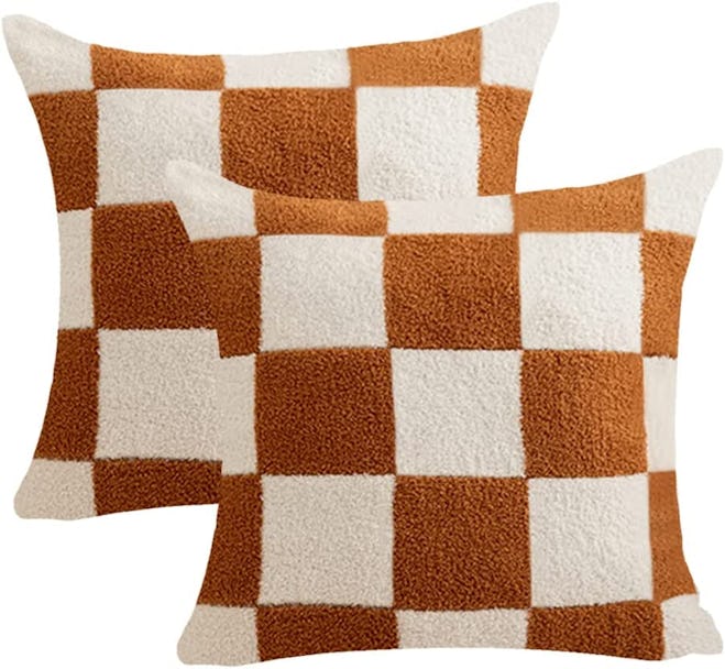 NIDITW Ultra Soft Checkerboard Throw Pillow Cover (2-Pack)