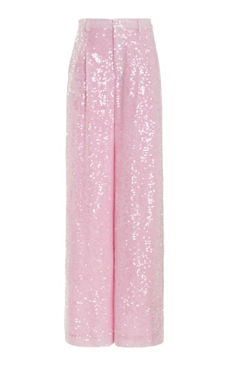 LAPOINTE Pleated Wide-Leg Sequined Pants