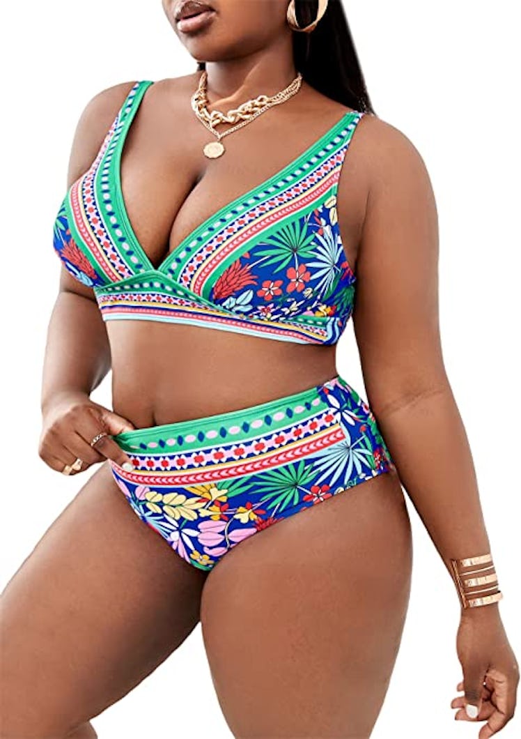 Floerns Ruched Drawstring Bikini