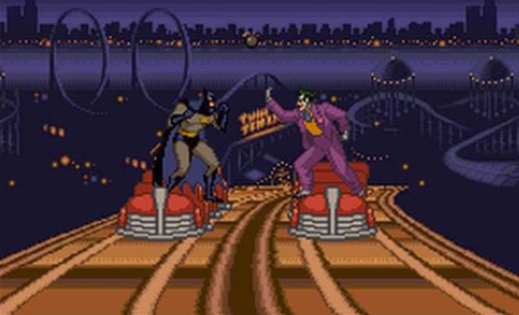 Batman and Joker on a roller coaster