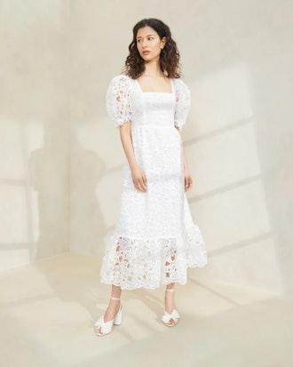 Addison Cream Puff-Sleeve Dress