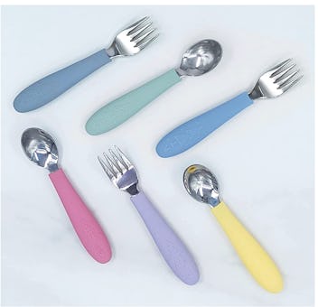 Elk & Friends Silicone & Stainless Steel Toddler Utensils (6 Pieces)