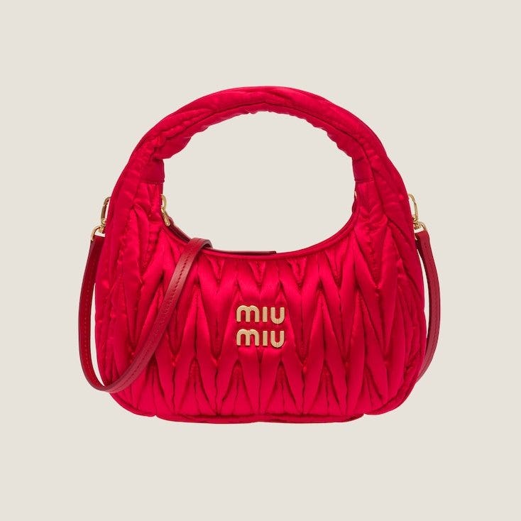 Wander Matelassé Satin Mini Hobo Bag