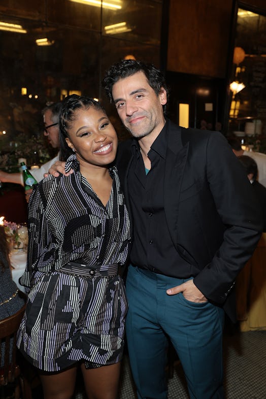 Dominique Fishback, wearing CHANEL, and Oscar Isaac attend CHANEL Tribeca Festival Artists Dinner at...