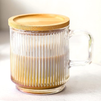 Lysenn Iridescent Glass Coffee Mug with Lid