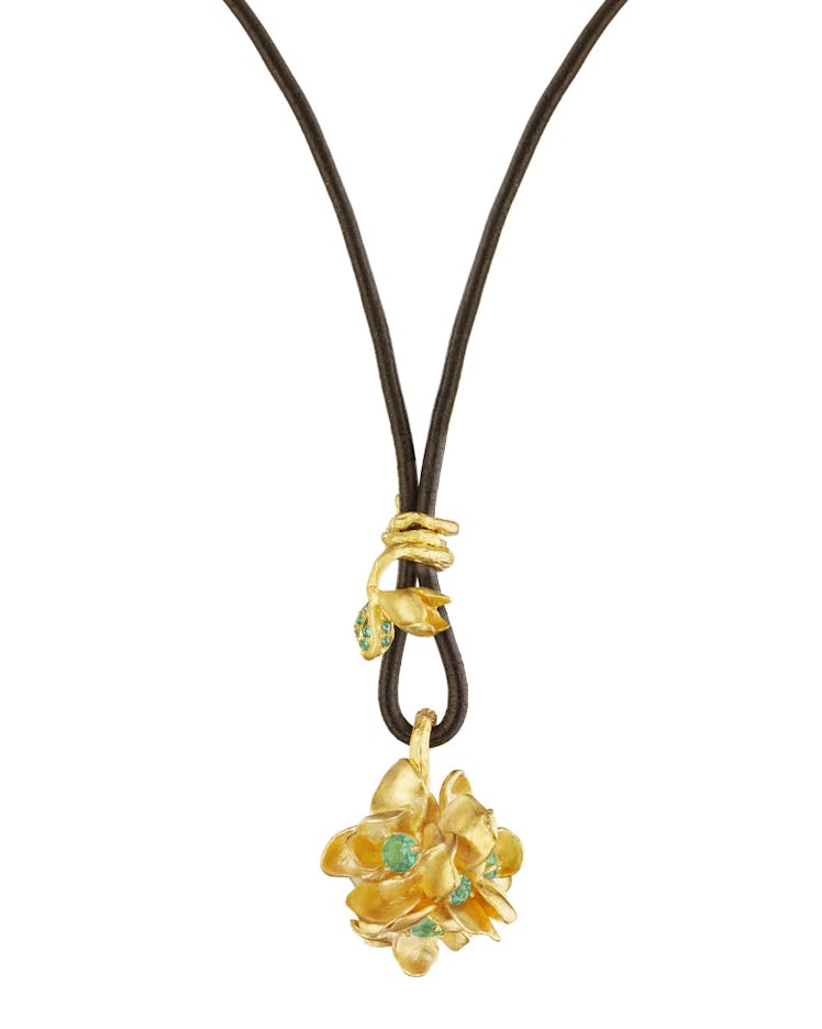 Susan Gordon Emerald Flower Globe Chord Necklace