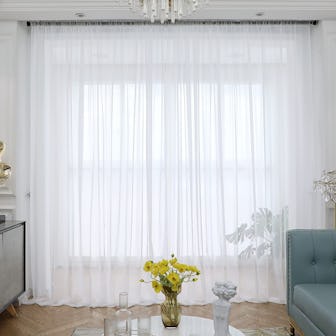ABCHOME White Sheer Curtains (2-Panels)