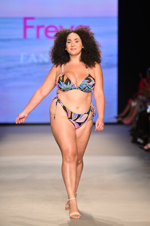 plus-size model walks the runway for freya during Paraiso Miami Swim Week 2023 in a bikini