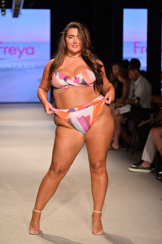 plus-size model walks the runway for freya during Paraiso Miami Swim Week 2023 in a bikini
